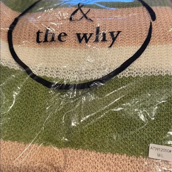 121 And The Why Spring Grove Stripe Knit 3/4 Sleeve Lightweight Sweater Top - Picture 11 of 12